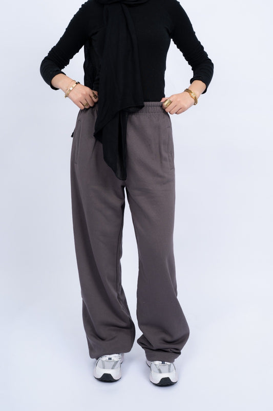 Straight-leg Melton Sweatpants(GRAY)