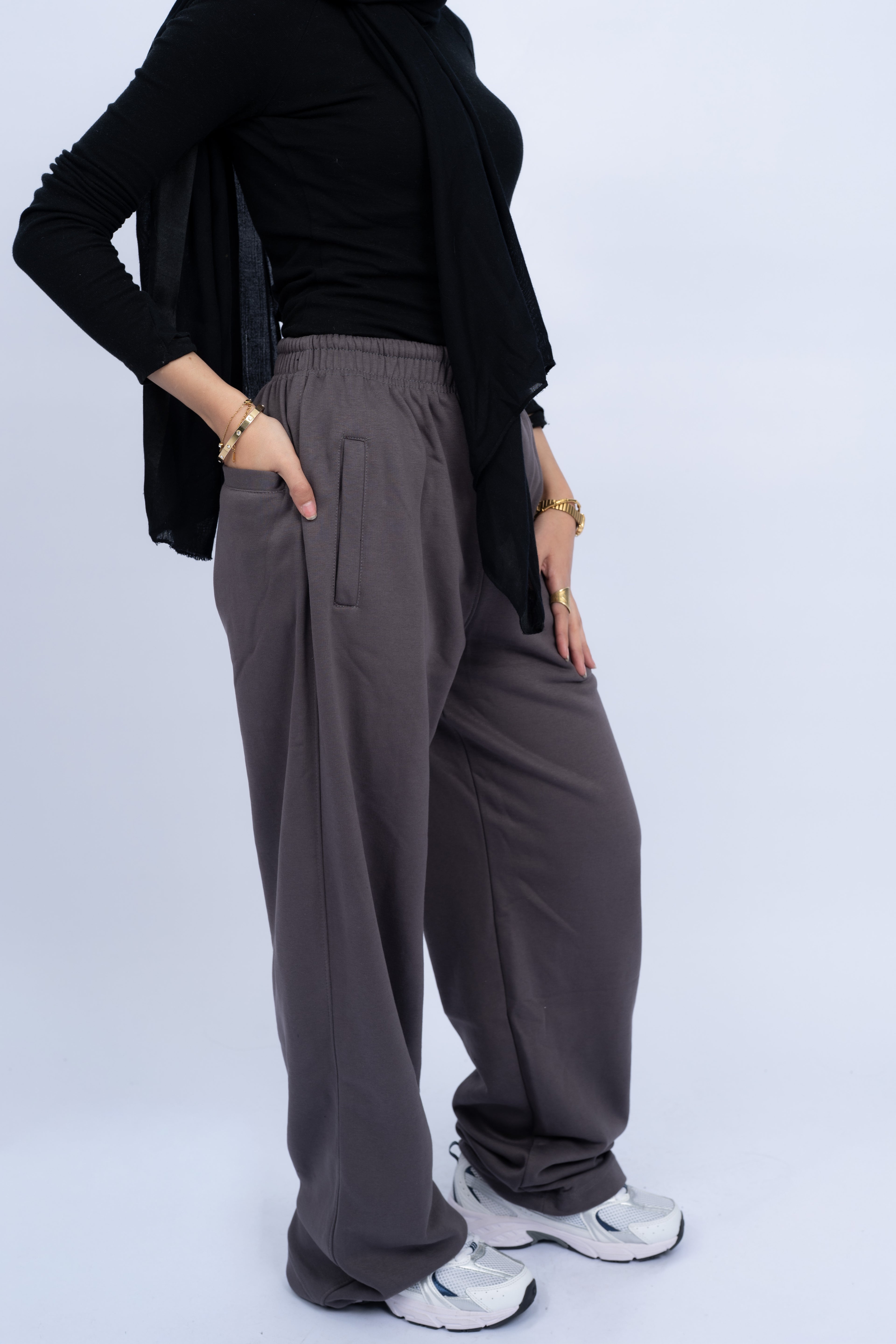 Straight-leg Melton Sweatpants(GRAY)